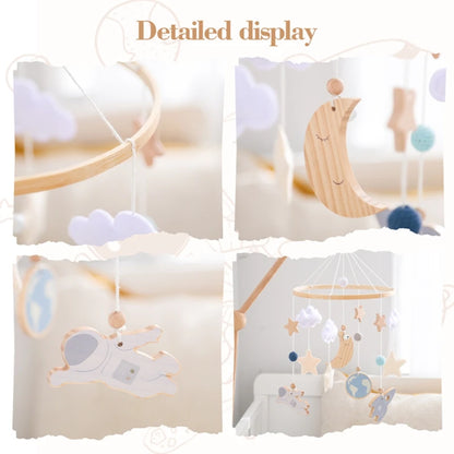 Crib Mobile Holder Rattles Toys Wooden Moon Stars Astronaut Bed Bell Toys Newborn Comfort Crib Bracket Bed Bell Toys Baby Gifts