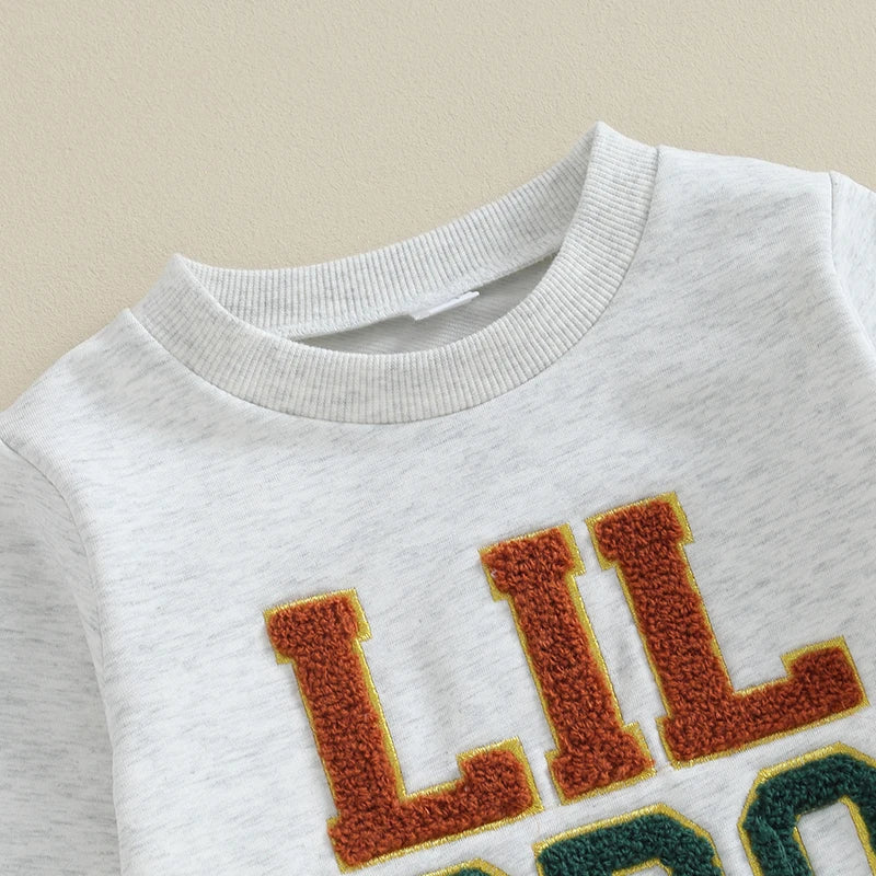Baby Boys Pants Set Long Sleeve Crew Neck Letters Sweatshirt with Elastic Waist Sweatpants Infant Clothes