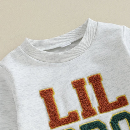 Baby Boys Pants Set Long Sleeve Crew Neck Letters Sweatshirt with Elastic Waist Sweatpants Infant Clothes