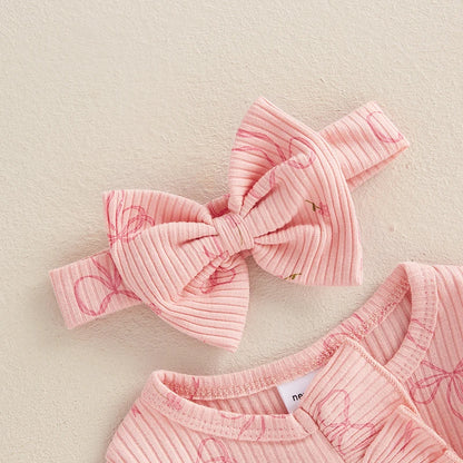 FOCUSNORM 0-6M Newborn Baby Girl Boys Fall Romper Sets 2pcs Bow Long Sleeve Full Length Zipper Front Ribbed Jumpsuit Headband