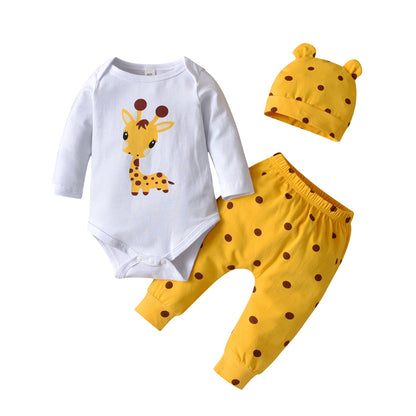 3pcs Newborn Baby Girl Casual Clothes Set Ruffles Knitted Long Sleeve Bodysuit + infant Pants + Headband Solid Color Outfits