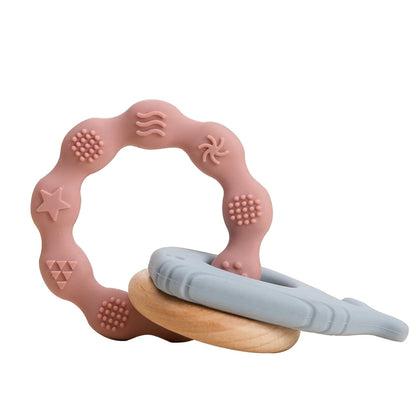 Baby Teether Forest Rudder for Kids Flower Silicone Rattle Fruit Cartoon Ring Silicone Babies Gym Silicone Toys for Children