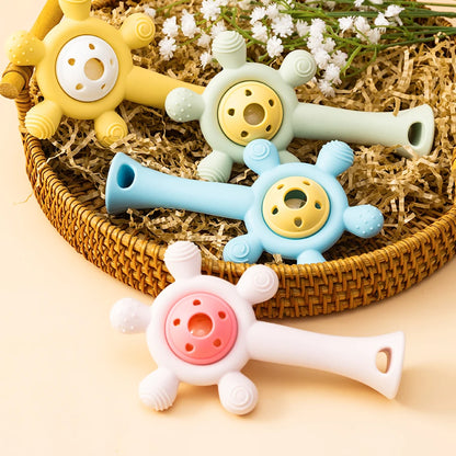 1PC Silicone Baby Teether Toys Cute Cartoon Baby Toys Sky Wheel Shape Rattle Toys For Kids Soft Teether Baby Accessories