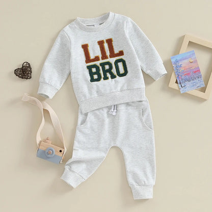 Baby Boys Pants Set Long Sleeve Crew Neck Letters Sweatshirt with Elastic Waist Sweatpants Infant Clothes
