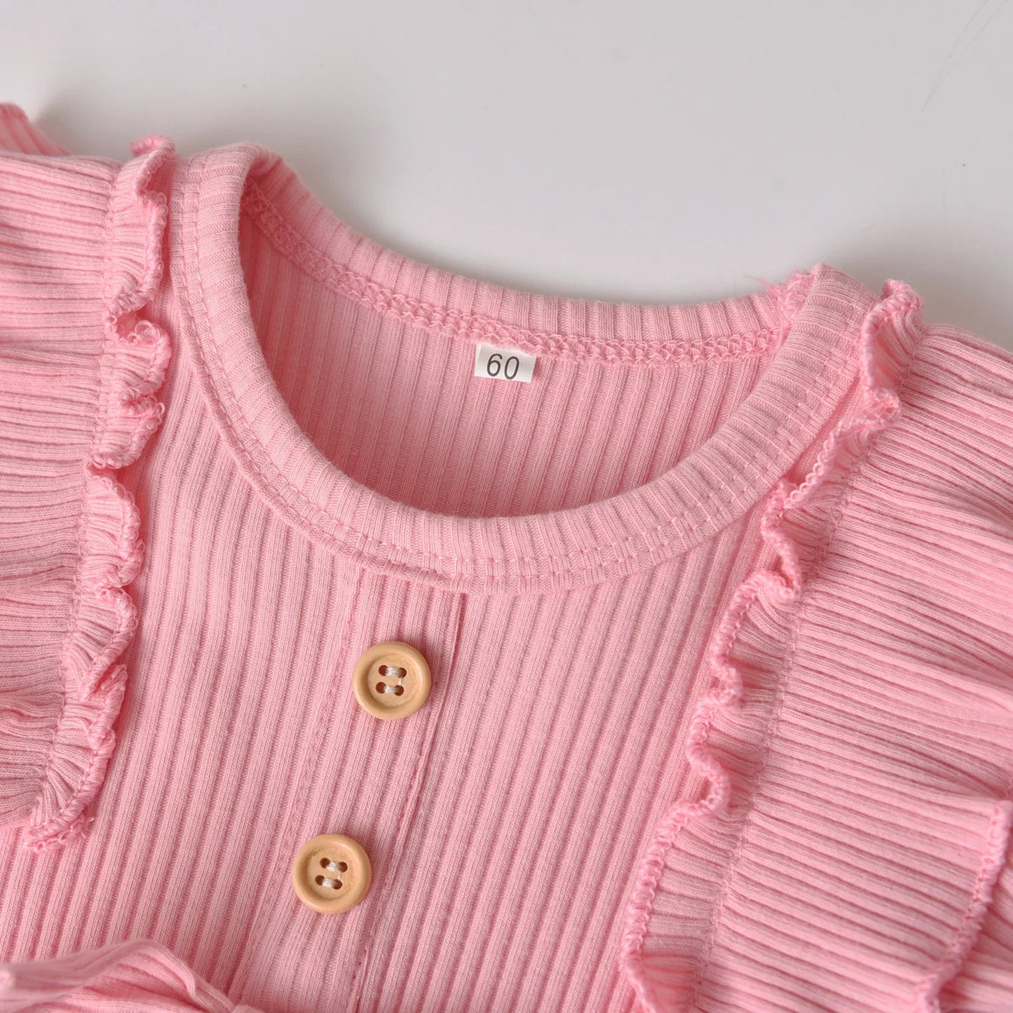 3pcs Newborn Baby Girl Casual Clothes Set Ruffles Knitted Long Sleeve Bodysuit + infant Pants + Headband Solid Color Outfits