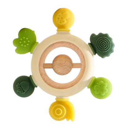 Baby Teether Forest Rudder for Kids Flower Silicone Rattle Fruit Cartoon Ring Silicone Babies Gym Silicone Toys for Children