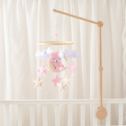 Crib Mobile Holder Rattles Toys Wooden Moon Stars Astronaut Bed Bell Toys Newborn Comfort Crib Bracket Bed Bell Toys Baby Gifts