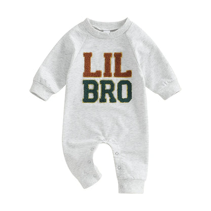 Baby Boy Rompers Long Sleeve Round Neck Letter Embroidery Jumpsuits Newborn Fall Clothes