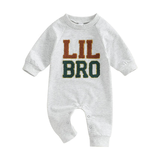 Baby Boy Rompers Long Sleeve Round Neck Letter Embroidery Jumpsuits Newborn Fall Clothes