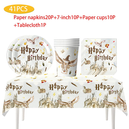 Magic School Birthday Party Decoration Disposable  Paper Plate Cup Napkin Balloons Gifts Magician Kids Baby Shower Party Supplie
