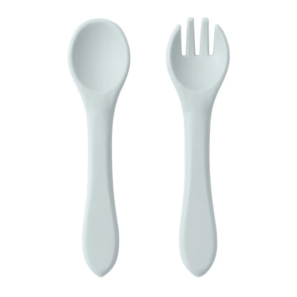 Personalized Name 2PCS/Set Silicone Baby Utensils Food Grade Spoon Fork Eating Training Children Tableware Baby Cutlery