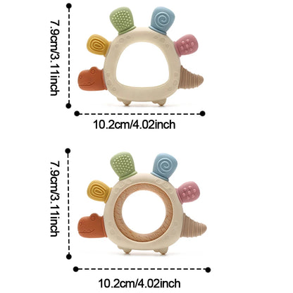 Baby Silicone Wooden Teethers Cartoon Stegosaurus Design Teething Chewing Toys for Infants Care Teether Toy Newborn Accessories