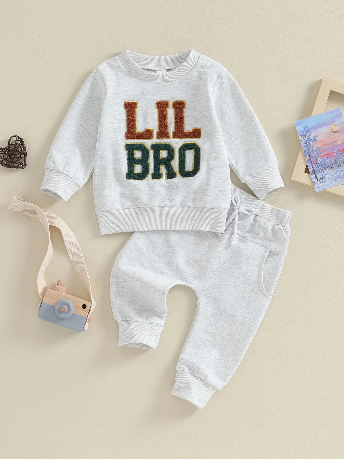 Baby Boys Pants Set Long Sleeve Crew Neck Letters Sweatshirt with Elastic Waist Sweatpants Infant Clothes