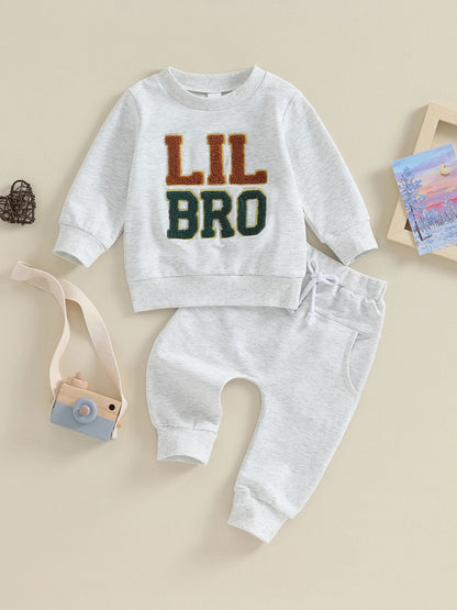 Baby Boys Pants Set Long Sleeve Crew Neck Letters Sweatshirt with Elastic Waist Sweatpants Infant Clothes