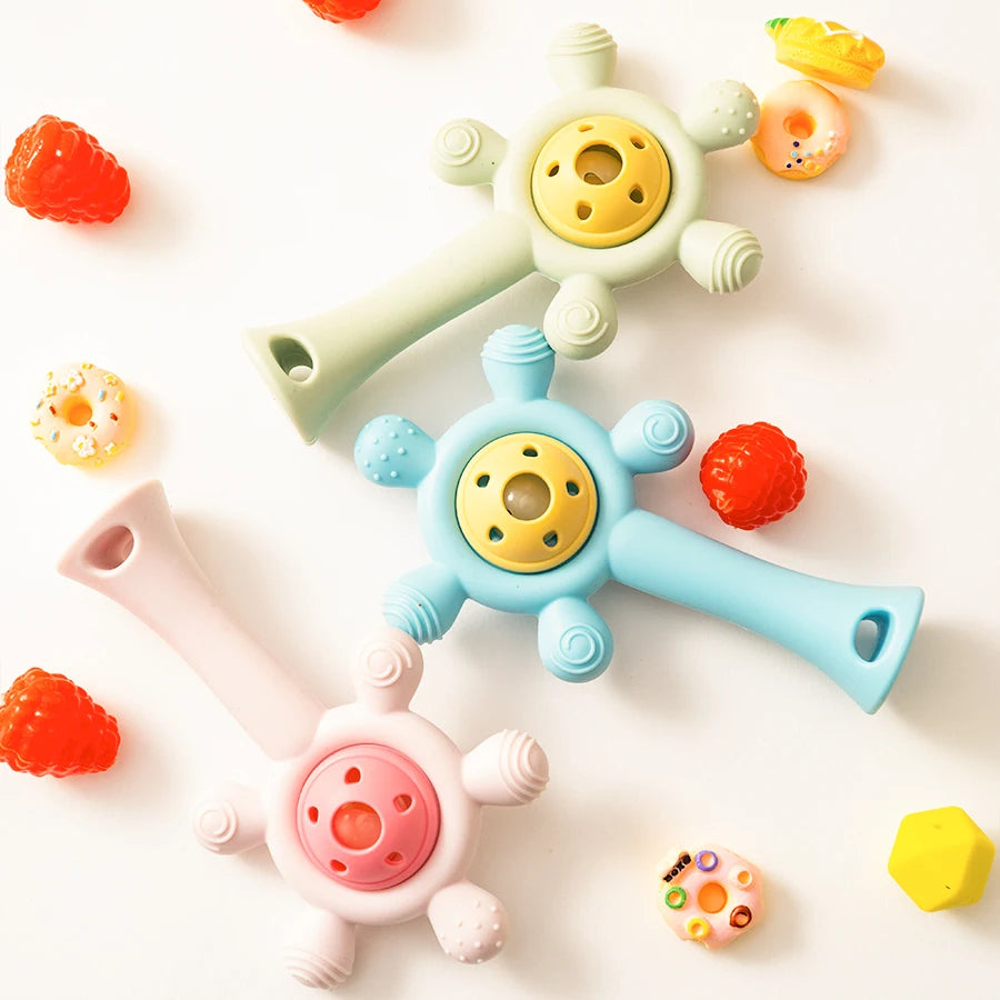 1PC Silicone Baby Teether Toys Cute Cartoon Baby Toys Sky Wheel Shape Rattle Toys For Kids Soft Teether Baby Accessories