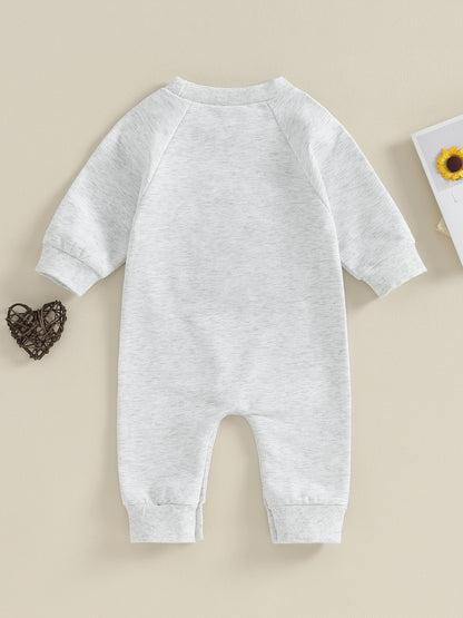 Baby Boy Rompers Long Sleeve Round Neck Letter Embroidery Jumpsuits Newborn Fall Clothes
