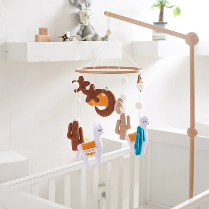 Crib Mobile Holder Rattles Toys Wooden Moon Stars Astronaut Bed Bell Toys Newborn Comfort Crib Bracket Bed Bell Toys Baby Gifts