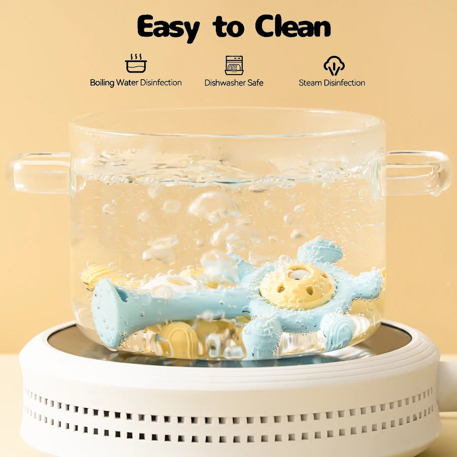 1PC Silicone Baby Teether Toys Cute Cartoon Baby Toys Sky Wheel Shape Rattle Toys For Kids Soft Teether Baby Accessories