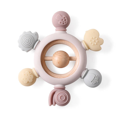 Baby Teether Forest Rudder for Kids Flower Silicone Rattle Fruit Cartoon Ring Silicone Babies Gym Silicone Toys for Children
