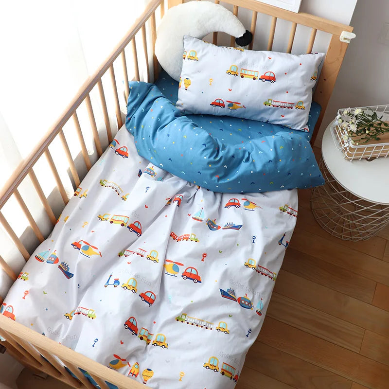 3 Pcs Baby Crib Bedding Set Cotton Bed Linens Boy Girl Cot kit Include Pillowcase Sheet Duvet Cover Children Room Decoration