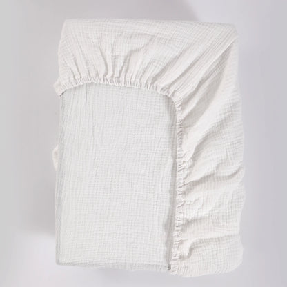 Soft And Breathable Muslin Fitted Crib Sheets 100% Cotton White Baby Crib Sheets