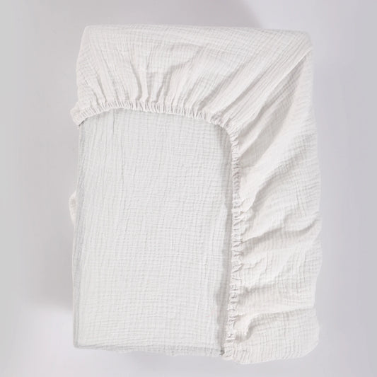 Soft And Breathable Muslin Fitted Crib Sheets 100% Cotton White Baby Crib Sheets