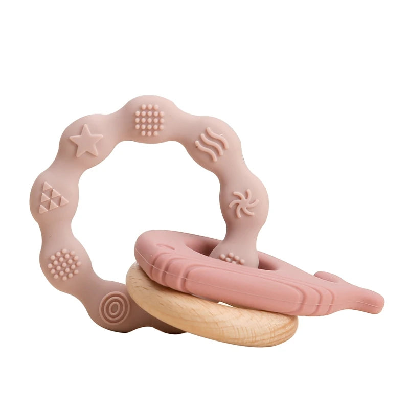 Baby Teether Forest Rudder for Kids Flower Silicone Rattle Fruit Cartoon Ring Silicone Babies Gym Silicone Toys for Children