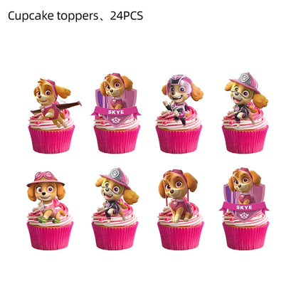 Paw Patrol Birthday Party Decor Dogs Skye Disposable Tableware Tablecloth Plate Cup Gift Bag Kids Boy Favor Gifts Party Supplies
