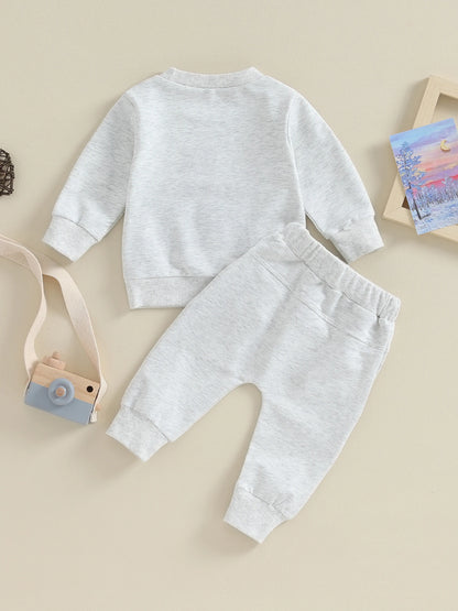Baby Boys Pants Set Long Sleeve Crew Neck Letters Sweatshirt with Elastic Waist Sweatpants Infant Clothes