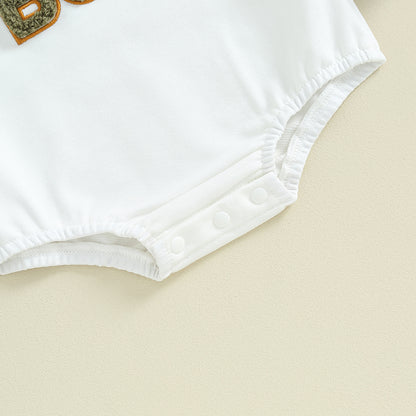 Pudcoco Newborn Baby Boy Sweatshirt Romper Letter Pattern Long Sleeve Jumpsuit for Infant Toddler Fall Outfit 0-18M