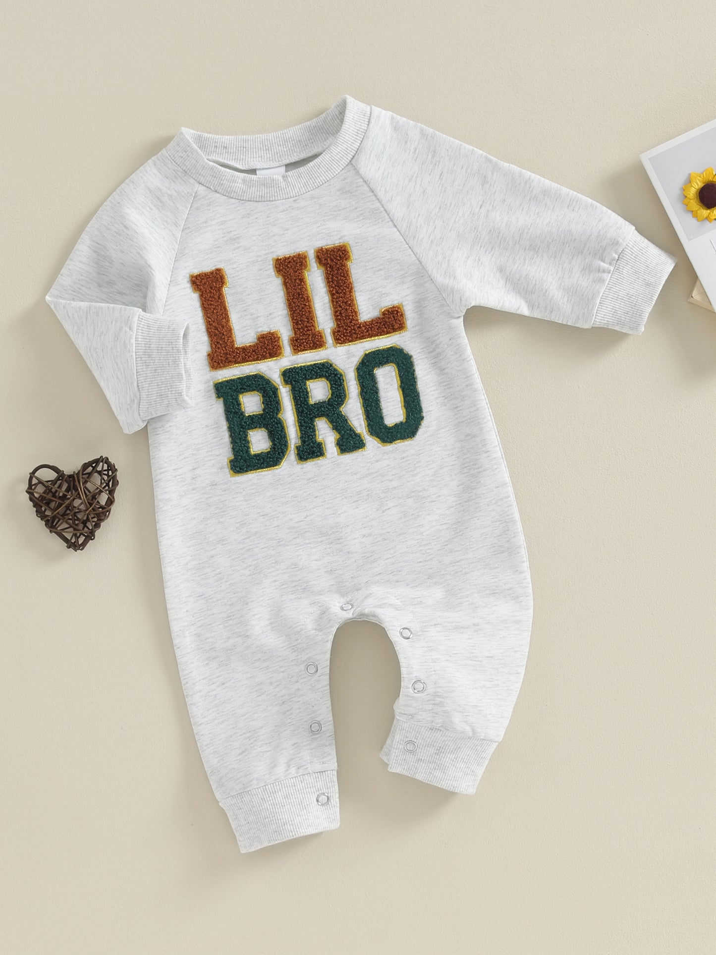 Baby Boy Rompers Long Sleeve Round Neck Letter Embroidery Jumpsuits Newborn Fall Clothes