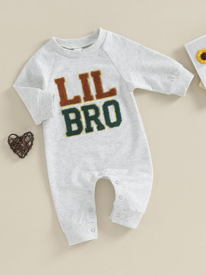 Baby Boy Rompers Long Sleeve Round Neck Letter Embroidery Jumpsuits Newborn Fall Clothes