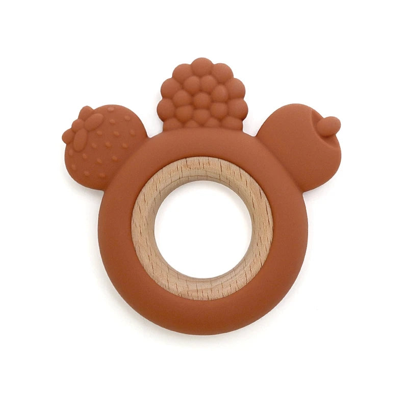 Baby Teether Forest Rudder for Kids Flower Silicone Rattle Fruit Cartoon Ring Silicone Babies Gym Silicone Toys for Children