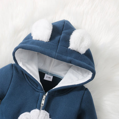 Winter Baby Adorable Cloud Hooded Baby Rompers for Baby Boys and Baby Girls Warm Unisex Baby Bodysuit Clothes