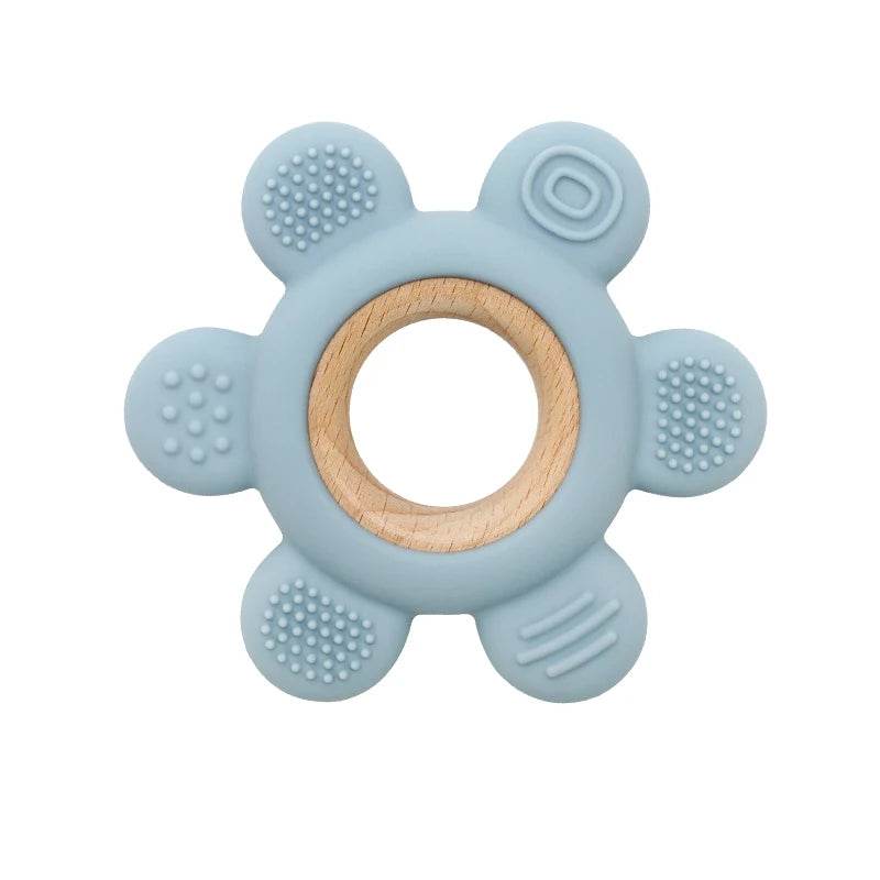 1PC Silicone Baby Teether Toys Cute Cartoon Baby Toys Sky Wheel Shape Rattle Toys For Kids Soft Teether Baby Accessories