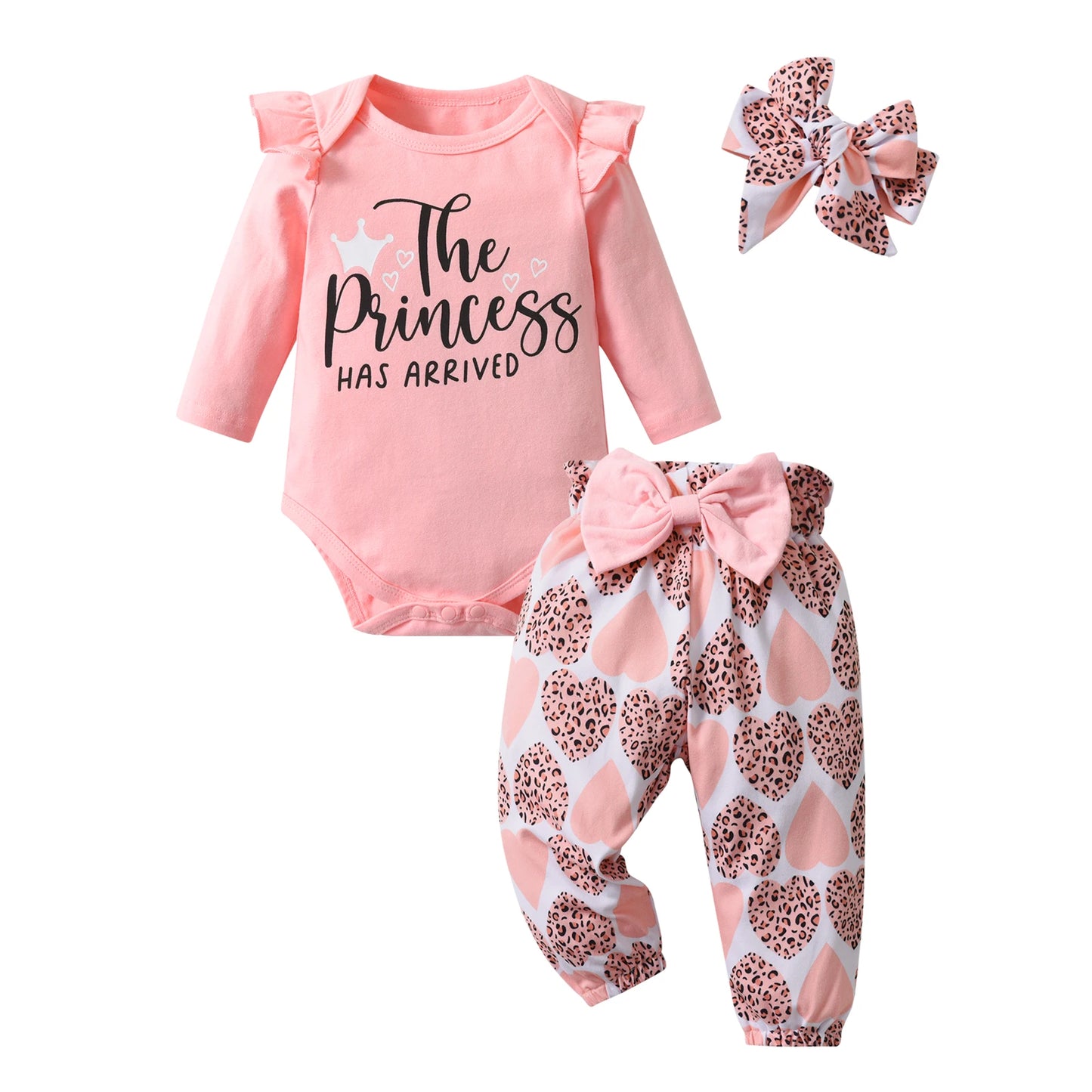 3pcs Newborn Baby Girl Casual Clothes Set Ruffles Knitted Long Sleeve Bodysuit + infant Pants + Headband Solid Color Outfits