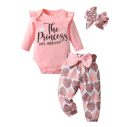 3pcs Newborn Baby Girl Casual Clothes Set Ruffles Knitted Long Sleeve Bodysuit + infant Pants + Headband Solid Color Outfits