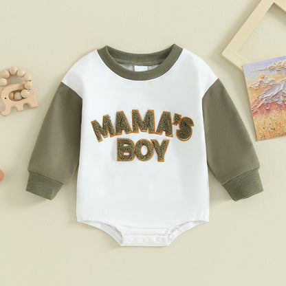 Pudcoco Newborn Baby Boy Sweatshirt Romper Letter Pattern Long Sleeve Jumpsuit for Infant Toddler Fall Outfit 0-18M
