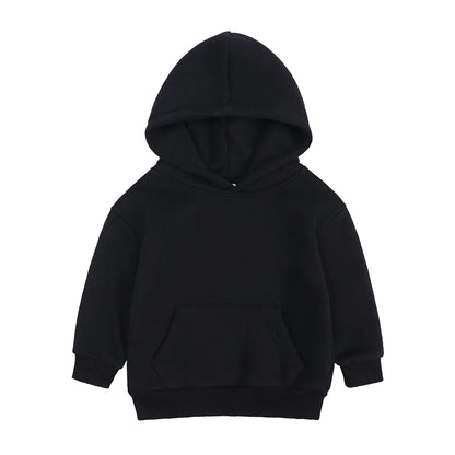 2025 Winter Kids Boys Girls Clothes Children Hoodies Soild Cotton Thicken Fleece Sweatshirts Toddler Sport Pullover Top