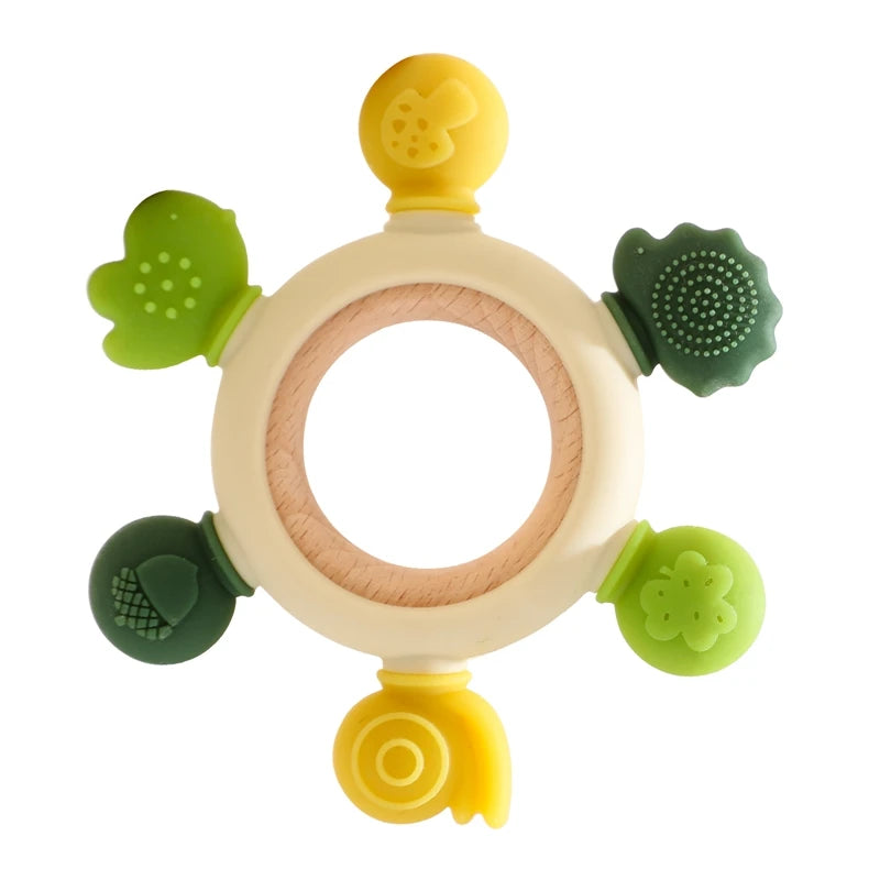 Baby Teether Forest Rudder for Kids Flower Silicone Rattle Fruit Cartoon Ring Silicone Babies Gym Silicone Toys for Children