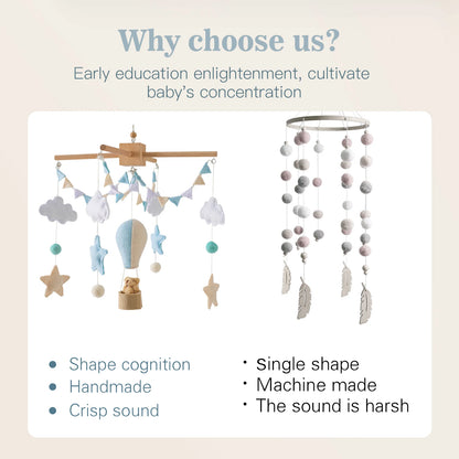 Baby Crib Mobile Bed Bell Soft Felt Hot Air Balloon Wind Chime Pendant Bed Bell Wooden Newborn Comfort Bed Bell Toys Baby Gift