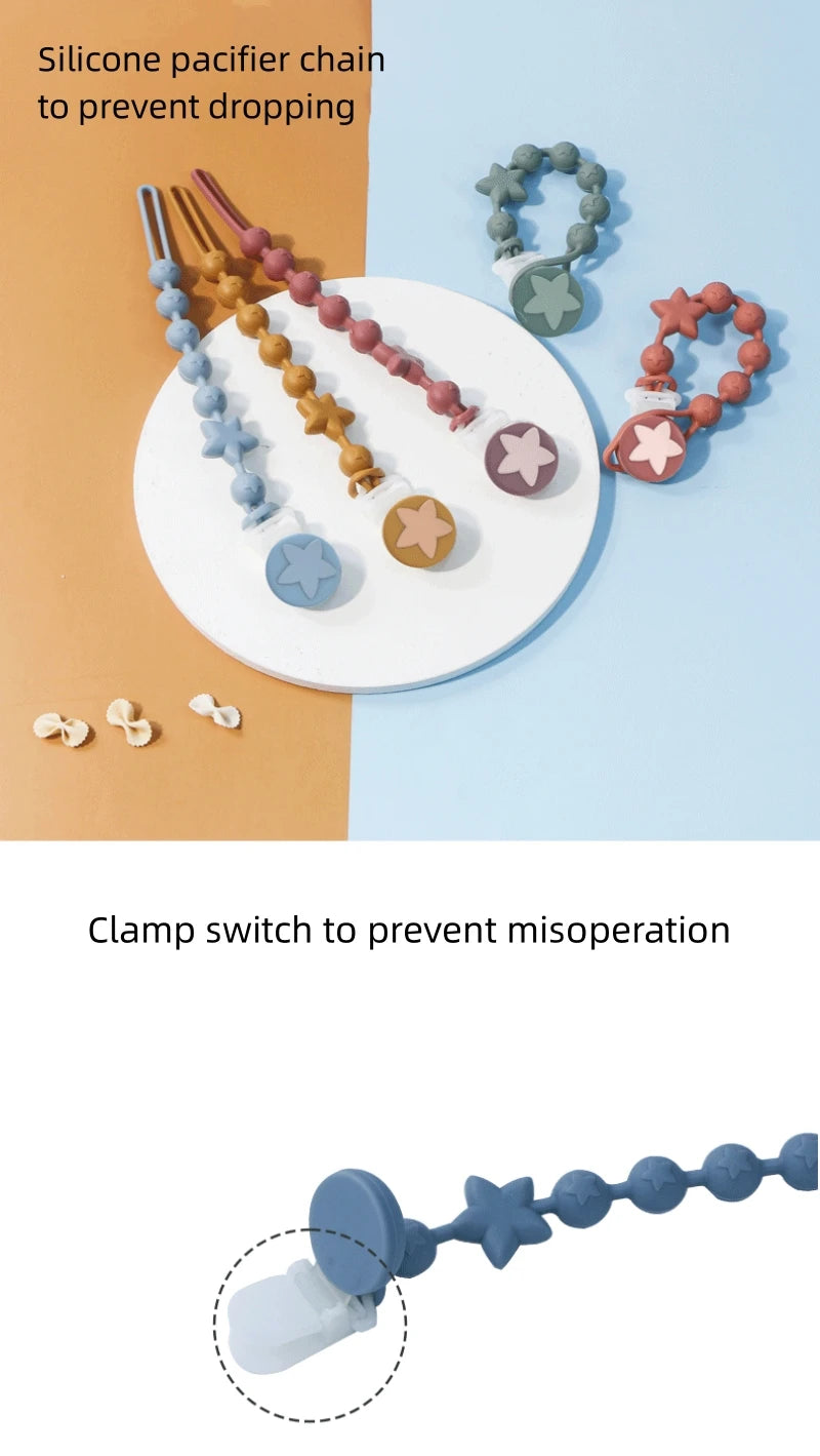 Silicone baby teether star anti-drop chain Baby pacifier chain child pacifier anti-drop strap