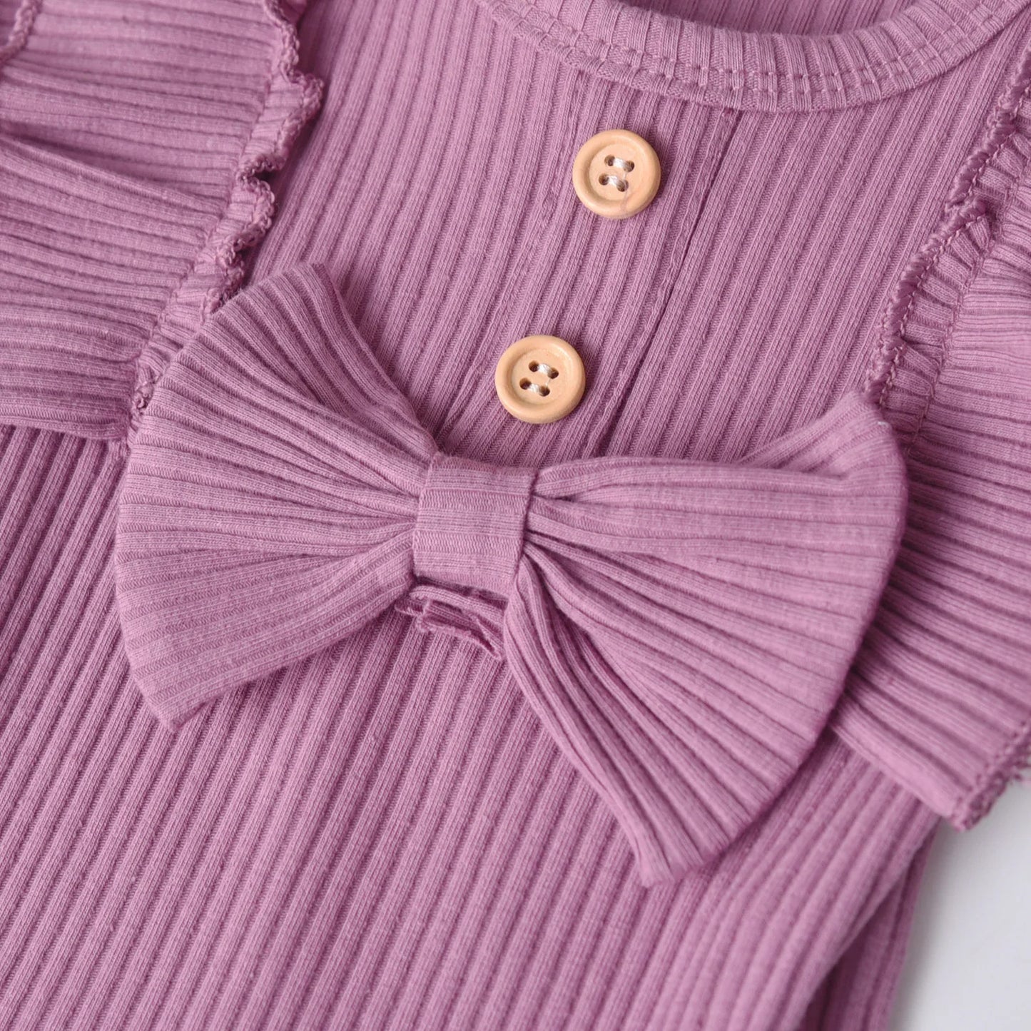 3pcs Newborn Baby Girl Casual Clothes Set Ruffles Knitted Long Sleeve Bodysuit + infant Pants + Headband Solid Color Outfits