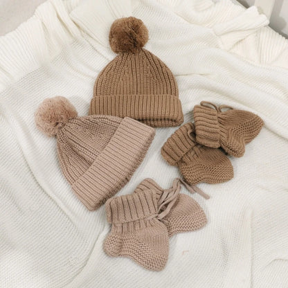 Knitted Winter Warm Hat Baby Hat Cotton Elastic Crochet Hat with Pompoms Bonnet Caps for Newborn Toddler 0-6 Month