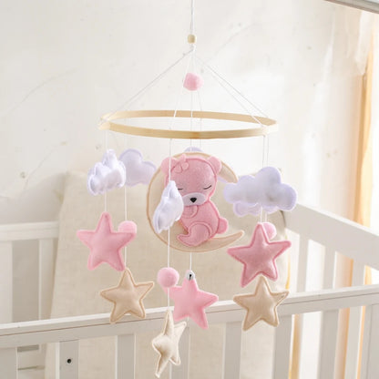 Crib Mobile Holder Rattles Toys Wooden Moon Stars Astronaut Bed Bell Toys Newborn Comfort Crib Bracket Bed Bell Toys Baby Gifts