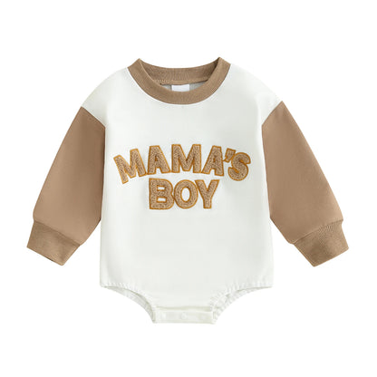 Pudcoco Newborn Baby Boy Sweatshirt Romper Letter Pattern Long Sleeve Jumpsuit for Infant Toddler Fall Outfit 0-18M
