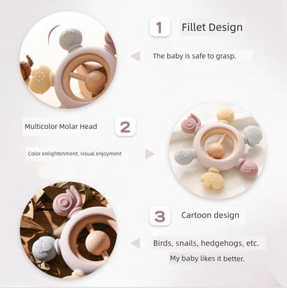 Baby Silicone Beech Teether Baby's Holding Ball Rattle Prevent Hand Sucking Grip Training Happy Bite Molar Rod