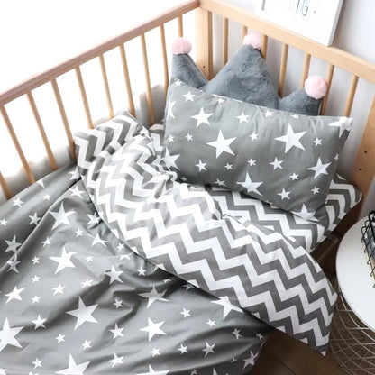 3 Pcs Baby Crib Bedding Set Cotton Bed Linens Boy Girl Cot kit Include Pillowcase Sheet Duvet Cover Children Room Decoration