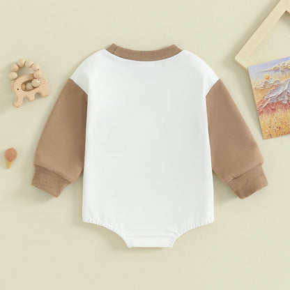 Pudcoco Newborn Baby Boy Sweatshirt Romper Letter Pattern Long Sleeve Jumpsuit for Infant Toddler Fall Outfit 0-18M