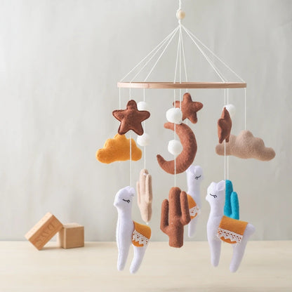 Crib Mobile Holder Rattles Toys Wooden Moon Stars Astronaut Bed Bell Toys Newborn Comfort Crib Bracket Bed Bell Toys Baby Gifts